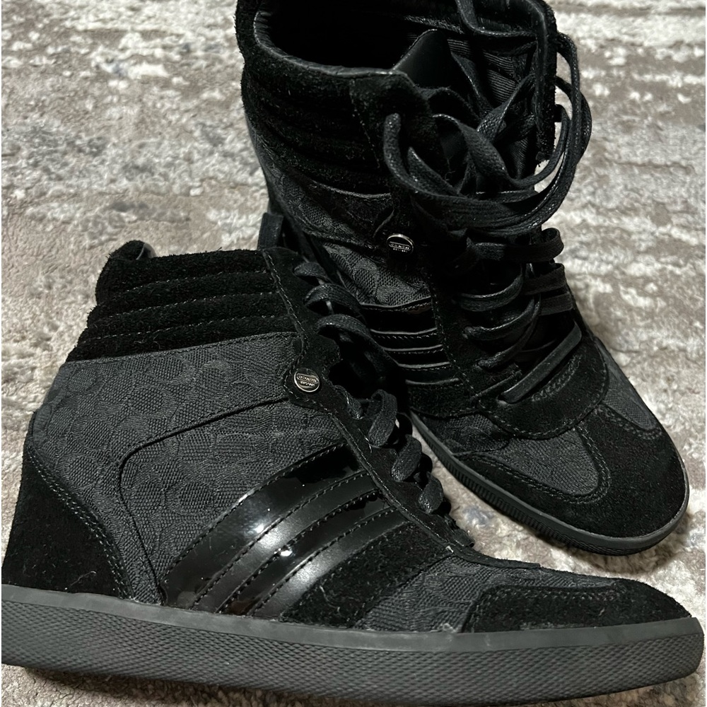 Coach, Black Signature Wedge Alara Sneaker, size 7 M, used like new